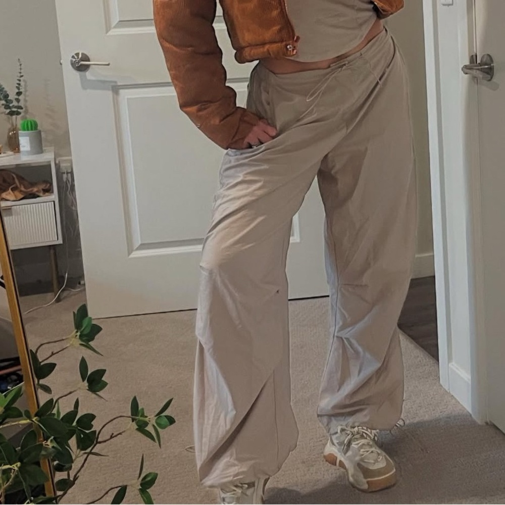 Beige Drawstring Jogging Pants - image 4